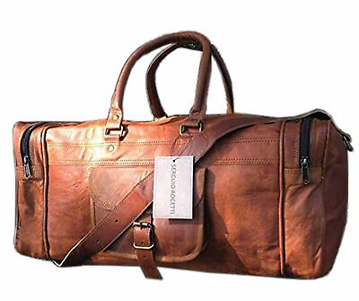 #ad Genuine Leather Duffle Weekend Overnight Travel Gym Bag Holdall Luggage