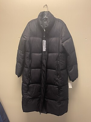 #ad Andrew Marc Ladies#x27; Long Stretch Parka Coat Fur Lined Hood Jacket Black Large