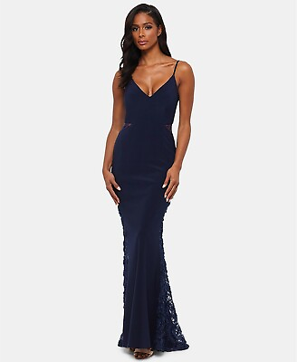 #ad Betsy amp; Adam Lace Inset Soutache Gown Navy Size 6 $239 $99.99