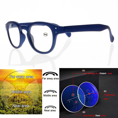 #ad Progressive Transition Photochromic Classic Reader Multi focus Reading Glasses