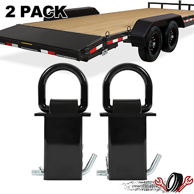 #ad 2Pcs Black Adjustable Trailer Stake Pocket Heavy Duty D Ring For Standard 2quot;x4quot; $24.49