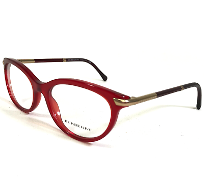 #ad Burberry Eyeglasses Frames B 2177 3495 Shiny Clear Red Gold Cat Eye 51 17 140