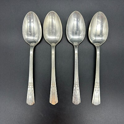 #ad Vtg Court Silver Plate 6 inch Teaspoon 1939 Set of 4 International Silver Rogers