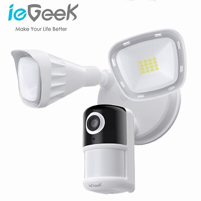 #ad ieGeek Outdoor Home Security Camera 2K Wired Flood Light Camera Work with Alexa