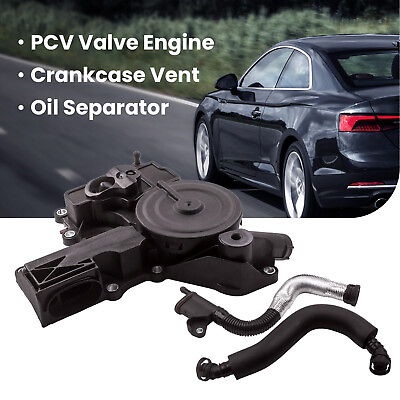 #ad PCV Valve Crankcase Vent Cover Oil Separator 2 Hose for Audi A4 VW GOLF 2.0L