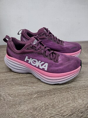 #ad Hoka One One Bondi 8 Running Shoes Women#x27;s Size 8 B Purple Burgundy Wine