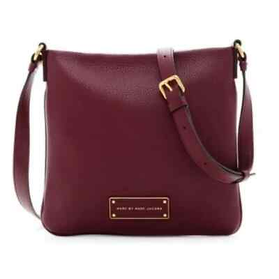 #ad Marc By Marc Jacobs Pebbled Leather Crossover Bag Burgundy Wine Logo