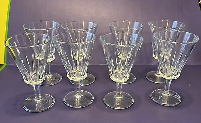 #ad 8 wine glasses goblets cut glass stem sun ray italy