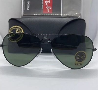 #ad Brand NEW Ray Ban RB3025 Gold Frames Aviator Sunglasses 58MM G15 Glass Lenses