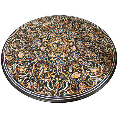 #ad 48quot; x 48quot; Round Dining Table Top Marble Inlay Pietra Dura Work Home amp; Garden