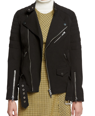 #ad NEW $795 31 Phillip Lim Black Moto sculpted jacket zipper belted Size 8 coat
