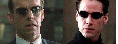#ad The Matrix Agent Smith Neo Polarized Style Rimless Sunglasses Rivets For Men