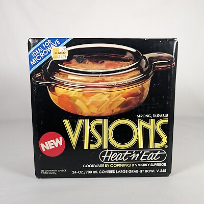 #ad Vision Corning heat and eat Large Grab it bowl w lid V 245 24 oz Vintage USA