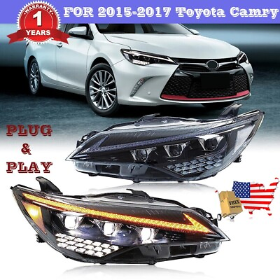 #ad LED Head Light Fits 2015 2017 Toyota Camry 7th Gen Turn Front Lamp Assembly DRL