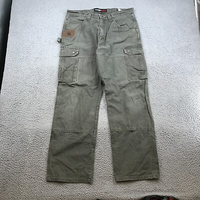 #ad Wrangler Riggs Workwear Cargo Pants 34x32 Green Straight Leg 47866