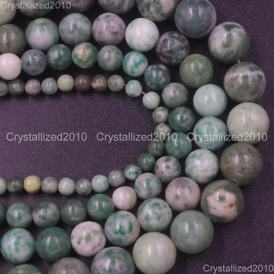 #ad Natural Green Qinghai Jade Gemstone Round Loose Beads 4mm 6mm 8mm 10mm 15.5#x27;#x27;