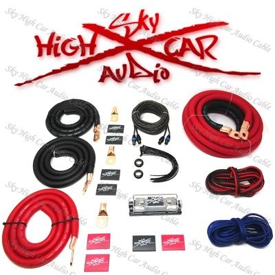 #ad OFC 1 0 Ga AWG Amp Kit and 1 0 GA Big 3 Upgrade Red Black Sky High Car Audio