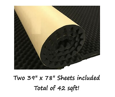 #ad 42 SQ FT Self Adhesive Acoustic Foam Studio Car Audio Sound Damping Proofing Blk