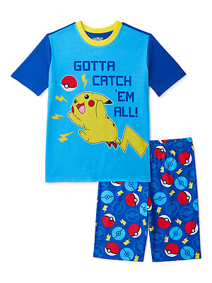 #ad NWT Kids Pokemon Pikachu Pajamas Pants T Shirt Shorts Boy Girl 4 5 6 7 8 10 12