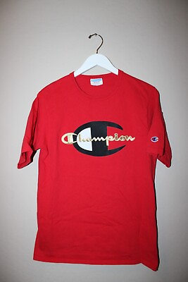 #ad Champion Logo Red Gold logo Short Sleeve T shirt Size Medium