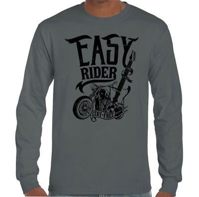 #ad Easy Rider Mens Biker T Shirt Motorbike Motorcycle Electric Guitar Rock Music