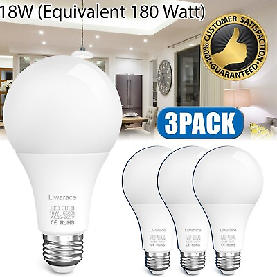 #ad 3Pack E27 LED Light Bulbs New 180 Watt Equivalent Energy Saving Soft White 6500K $21.59