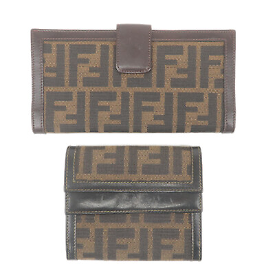 #ad Auth FENDI Zucca Set of 2 Long Wallet Small Wallet 00109 30806Used