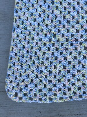 #ad Handmade Afghan Blanket 75 Inches Long 75 Inches Wide Pink Blue Green Squares