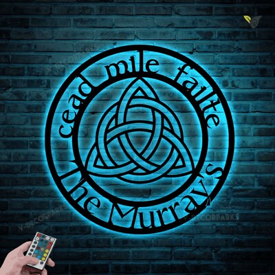 #ad Personalized Celtic Knot Metal Sign With LED Light Celtic Trinity Art