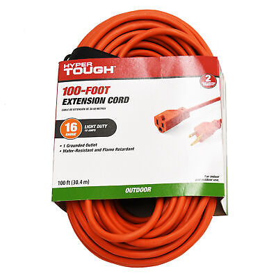 #ad Hyper Tough 16AWGX3C 100ft Indoor Outdoor Light Duty Orange Vinyl Extension Cord