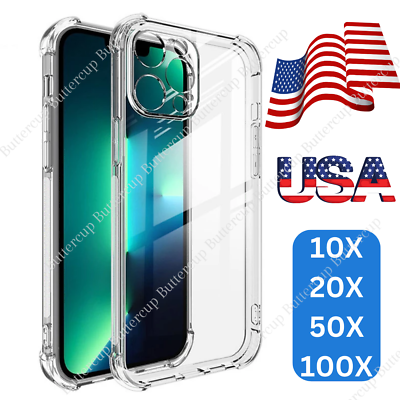 #ad Wholesale Bulk Shockproof Clear Case Cover Lot For iPhone 15 14 13 12 11 Pro XS $118.90