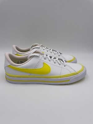 #ad Nike Court Legacy White Yellow Womens Shoes