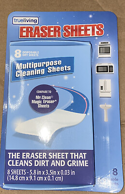#ad Trye Living Eraser Multi Surface Cleaning Sheets 8 ct. Thin amp; Flexible New