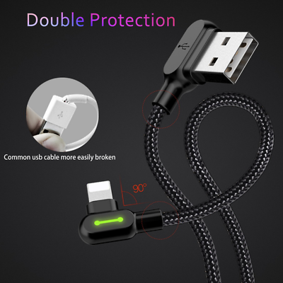 #ad Mcdodo Right Angle Game Cable Sync Charging Data USB LED Cord iPhone Type C