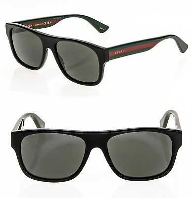 #ad GUCCI SENSUAL ROMANTIC 0341 Black Green Stripe POLARIZED Sunglasses GG0341S 002