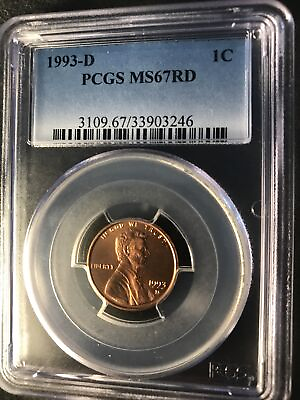#ad 1993 D Penney 1c PCGS MS67RD cent deep nice red