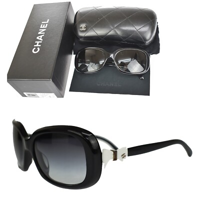#ad CHANEL CC Logo Ribbon Sunglasses Eye Wear Plastic Metal Black 5170 A 67YA985