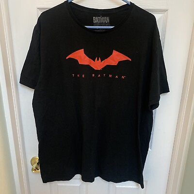 #ad The Batman 2022 Movie T Shirt Tee Signal Red Logo Large Black DC Mens 2XL 289