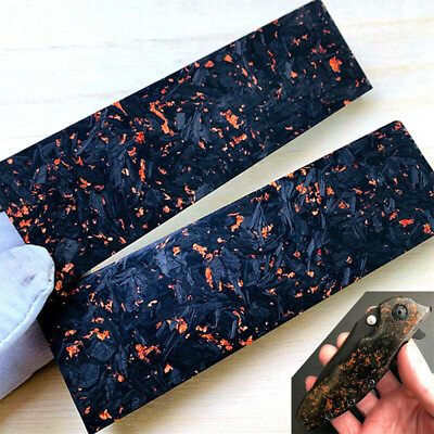 #ad 2PACK Black Marbled Knife Handle Carbon Fiber CF With Copper Powder Resin Scales
