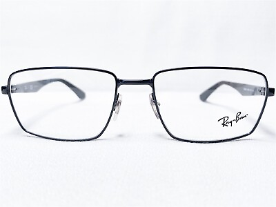 #ad NEW Ray Ban RB6334 2509 Mens Shiny Black Rectangle Eyeglasses Frames 55 17 145