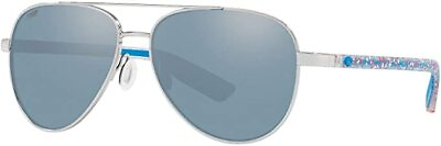 #ad Costa Del Mar Shiny Silver Gray Silver Mirror 580P Polarized 57 mm Sunglasses
