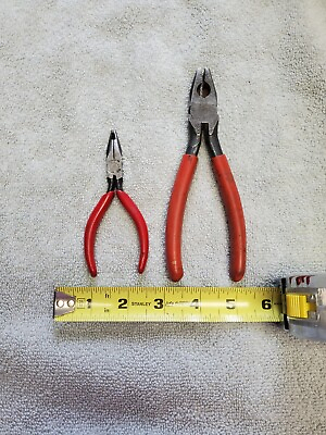#ad Vintage Red Soft Grip Slip Joint Pliers Cutters Macro And Micro Heavy Duty
