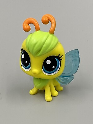 #ad Littlest Pet Shop 2” Yellow Green Bee Butterfly Thirsty Pet Blue Eyes Bug LPS