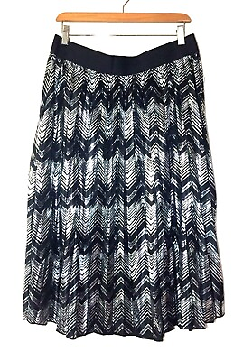 #ad NWT LuLaRoe Jill Midi Skirt Chevron Style Print Silver Black Pull On Sz XL Cute