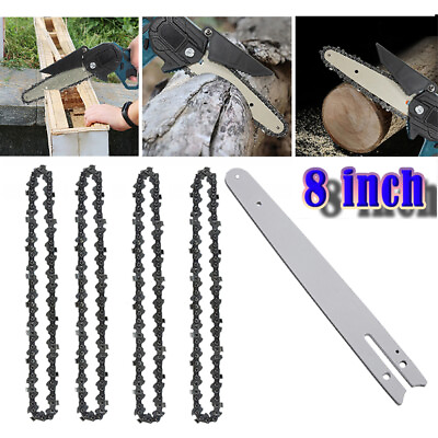 #ad 1 4 PACK 8Inch Chain Blade amp; Guide 48DL 0.043quot; 1 4quot; Chainsaw Saw Replace Cutters