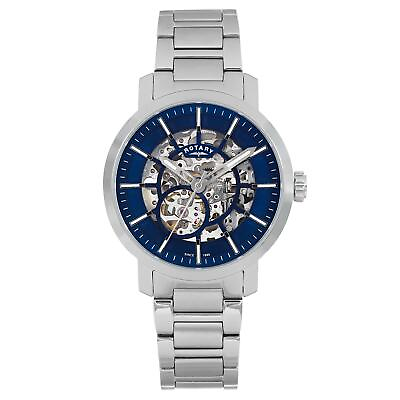 #ad Rotary Gents Stainless Steel Greenwich Skeleton Automatic Mens Watch GB05350 05