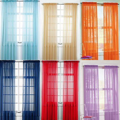#ad 2 Piece Sheer voile Window Elegance Curtains drape treatment 63 84 length