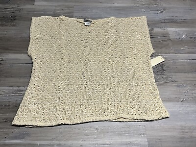 #ad Vintage Womens Crochet Top Boho Hippie Loose Knit Boxy Sleeveless Size 38 M L