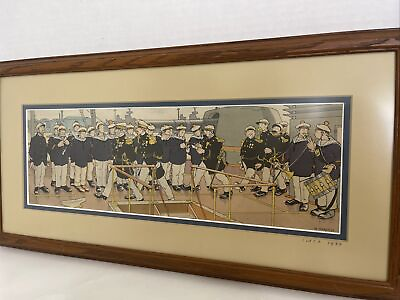 #ad Henri Gervese Sailor Navy Soldiers Lithograph French Military Hand Colored 1890
