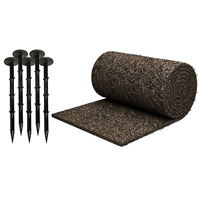 #ad Black Rubber Mulch Roll Border for Landscaping with 16 Plastic Anchors included